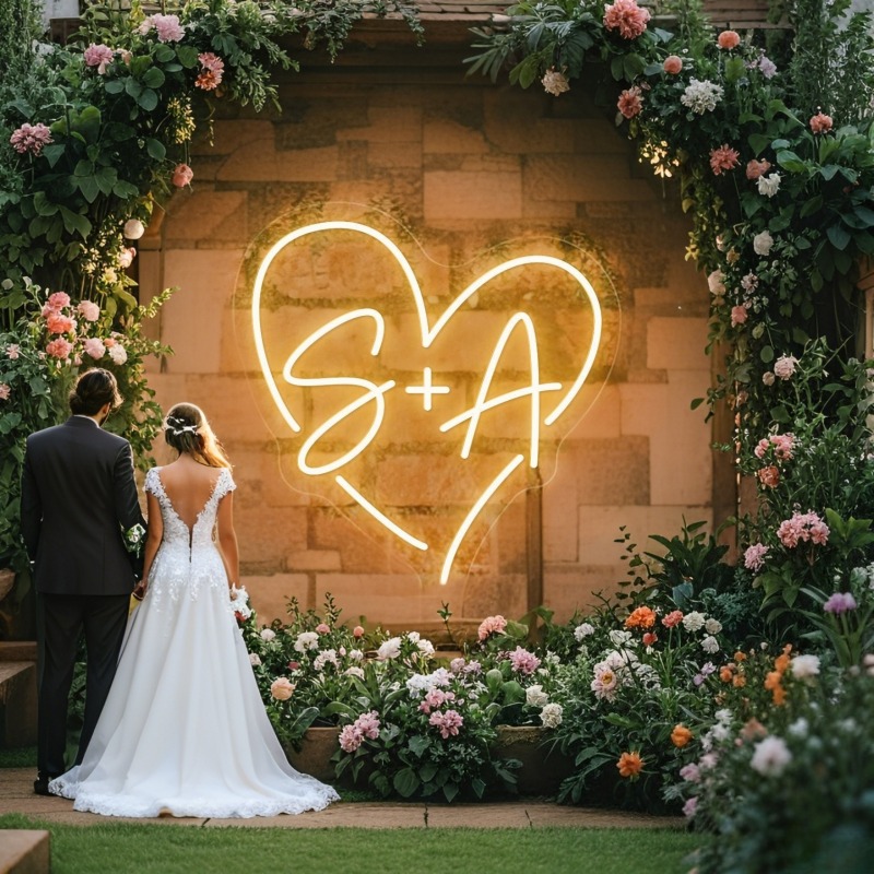 Baby Nursery Sign - Custom Initials Heart LED Neon Sign,