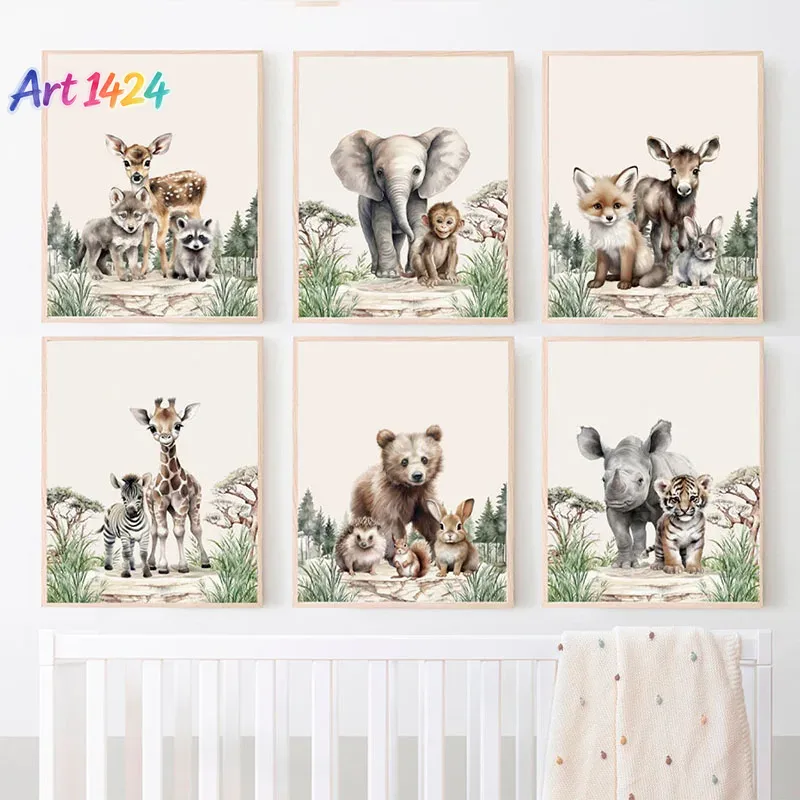 Baby Nursery Giraffe - 1pcs(No frame)Elephant Giraffe Bear Fox Deer