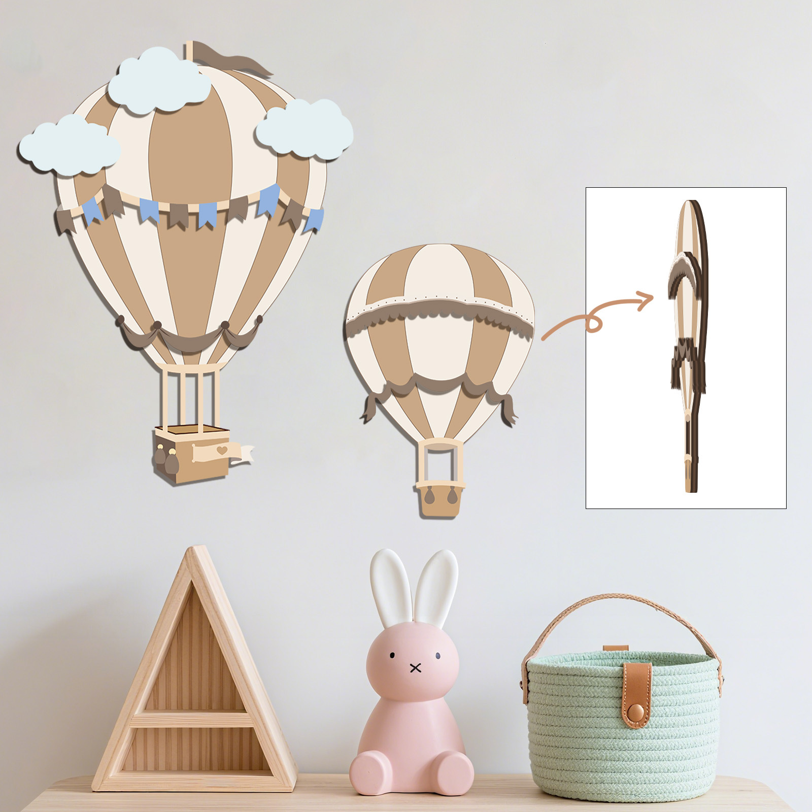 Baby Nursery Neutral - Neutral Hot Air Balloon Wooden Wall