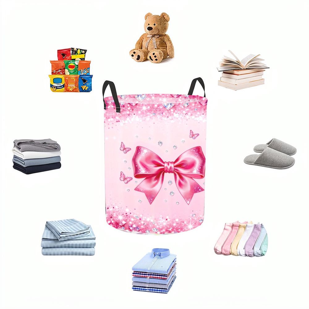 Baby Nursery Laundry Basket - Round Storage Organizer Oxford Fabric Laundry