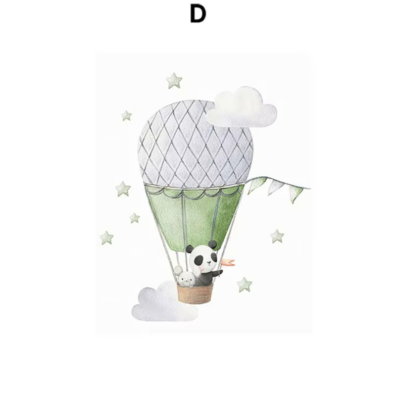 Baby Nursery Giraffe - Balloon Lion Tiger Giraffe Rainbow Ship
