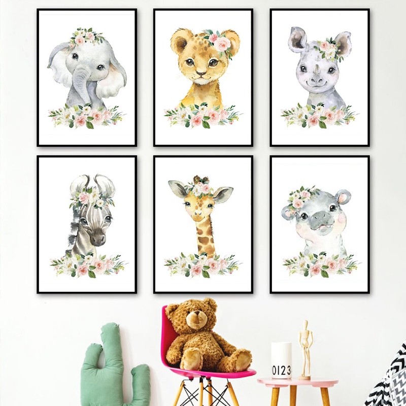 Floral Jungle Animals Canvas P - огляд і ціна Baby Nursery Giraffe