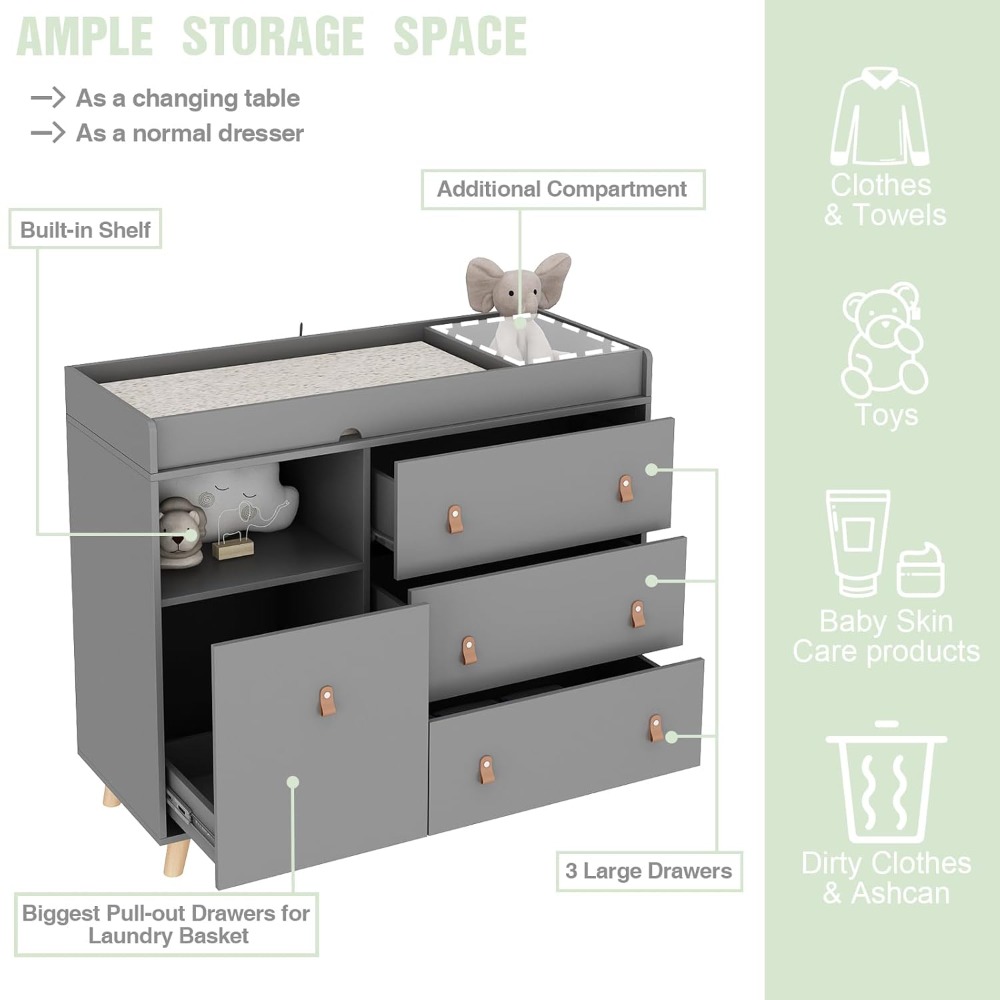 Baby Dresser Changing Table, T - огляд і ціна Baby Nursery Laundry Basket