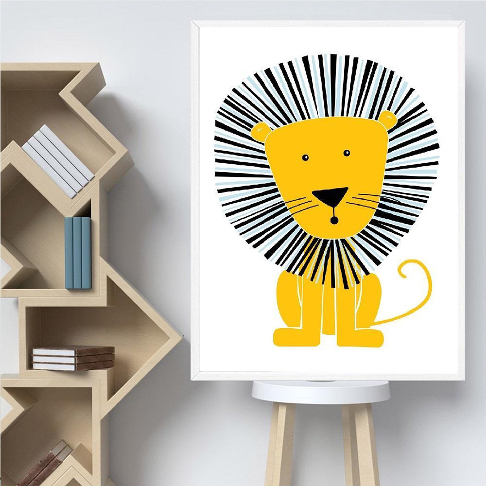 Cartoon Animal Posters Yellow  - огляд і ціна Baby Nursery Yellow Walls