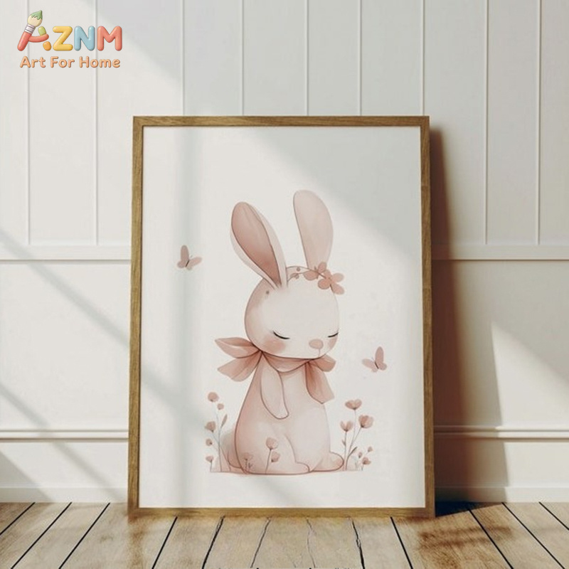 AZNM Soft Pink Watercolor Bunn - огляд і ціна Baby Nursery Neutral