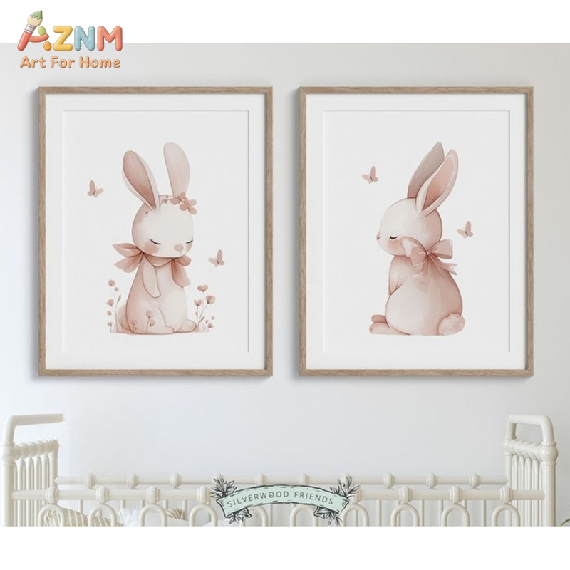 AZNM Soft Pink Watercolor Bunn - огляд і ціна Baby Nursery Neutral