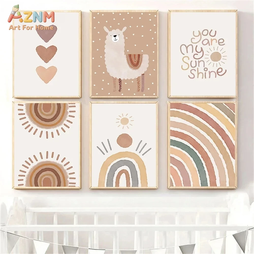 AZNM Boho Neutral Llama Canvas - огляд і ціна Baby Nursery Neutral
