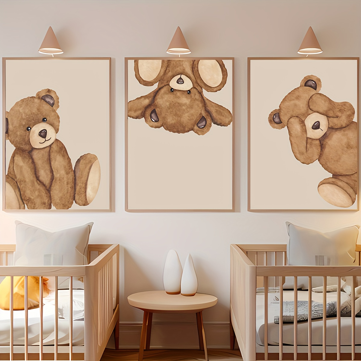 3PCS Watercolor Brown Teddy Be - огляд і ціна Baby Nursery Neutral