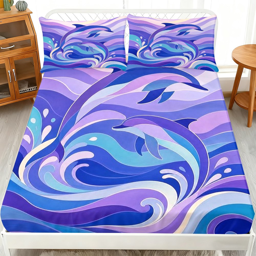 Ocean Wave Dolphin Bedding Set - огляд і ціна Baby Nursery Ocean Theme