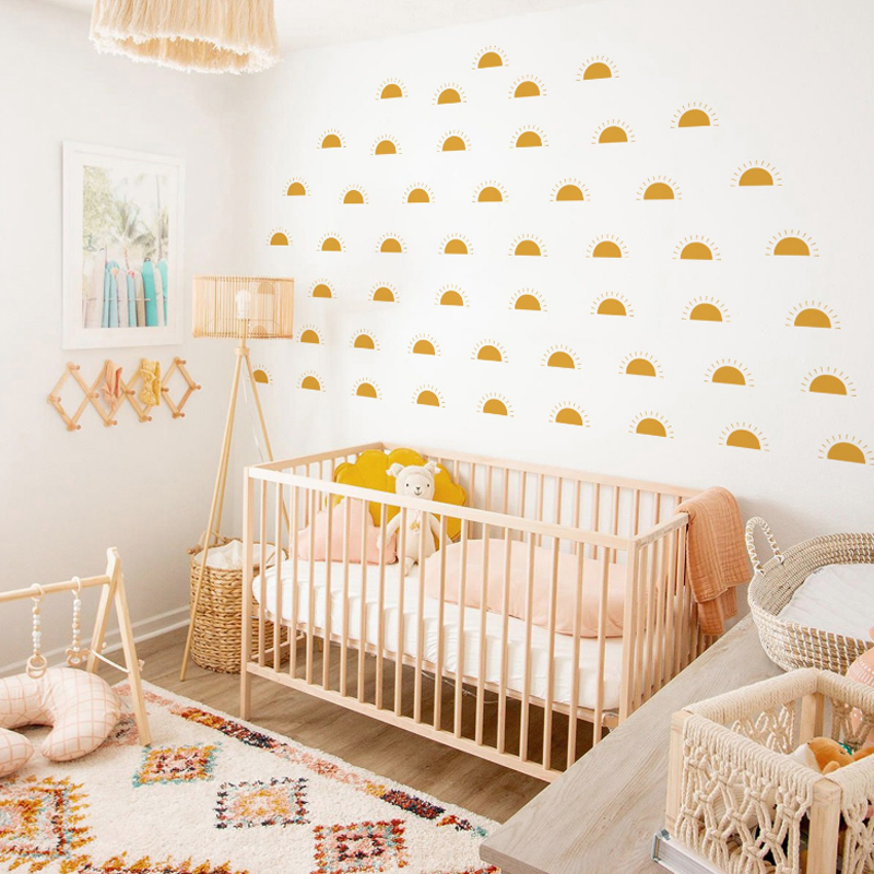 Boho Yellow Orange Half Sun Wa - огляд і ціна Baby Nursery Yellow Walls