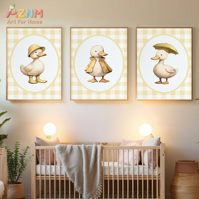 AZNM Cute Duck Canvas Wall Art - огляд і ціна Baby Nursery Yellow Walls