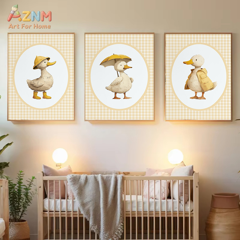 AZNM Cute Duck Canvas Wall Art - огляд і ціна Baby Nursery Yellow Walls