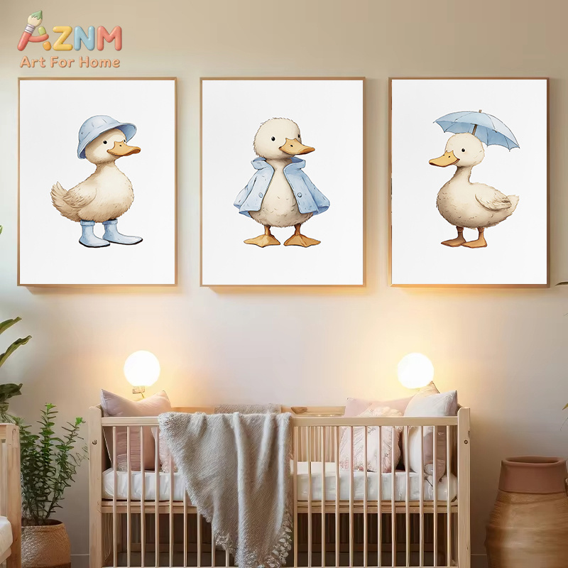 AZNM Cute Duck Canvas Wall Art - огляд і ціна Baby Nursery Yellow Walls