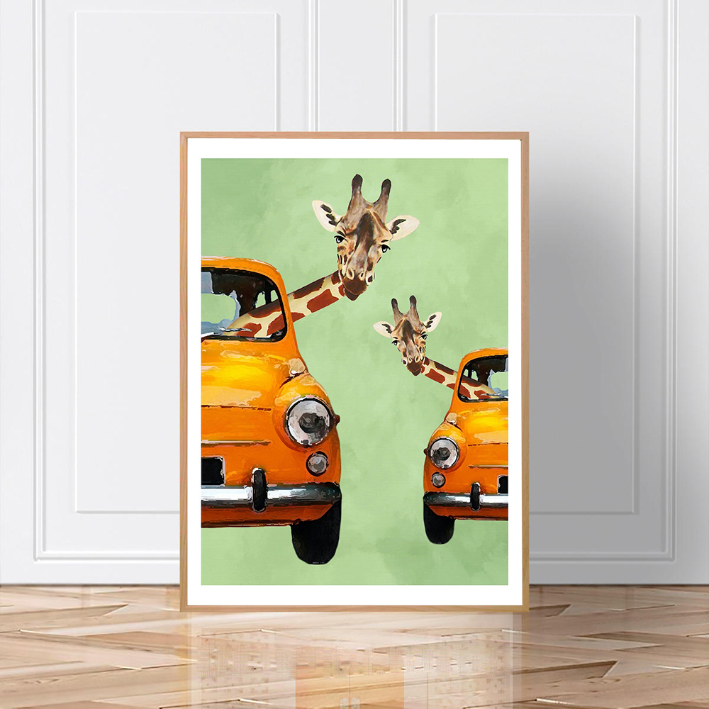 Giraffes In Yellow Cars Cartoo - огляд і ціна Baby Nursery Yellow Walls