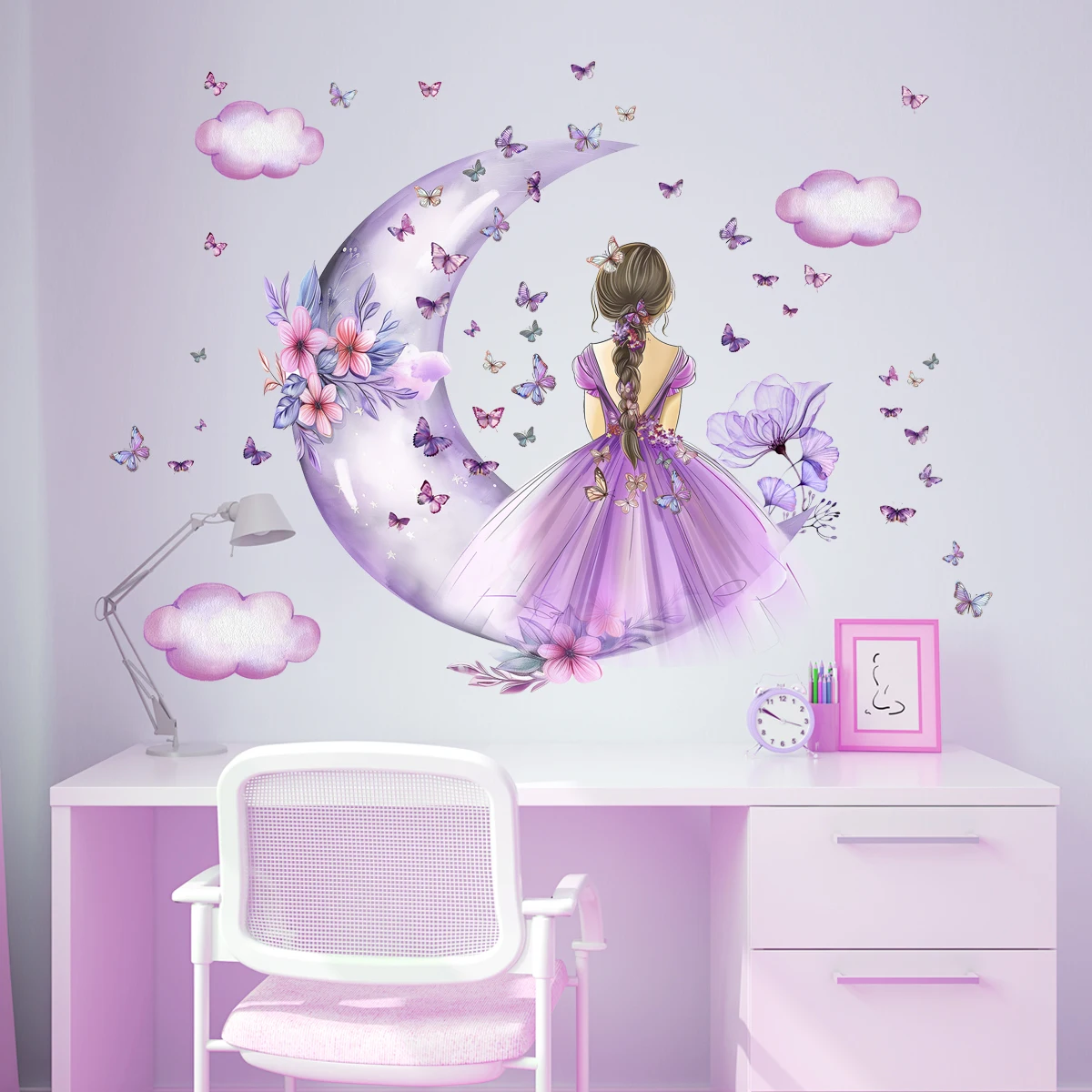 Girl Moon Butterflies Wall Sti - огляд і ціна Baby Nursery Ideas Girl