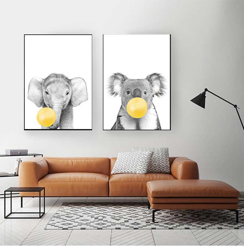 1pc frameless Canvas Painting  - огляд і ціна Baby Nursery Yellow Walls