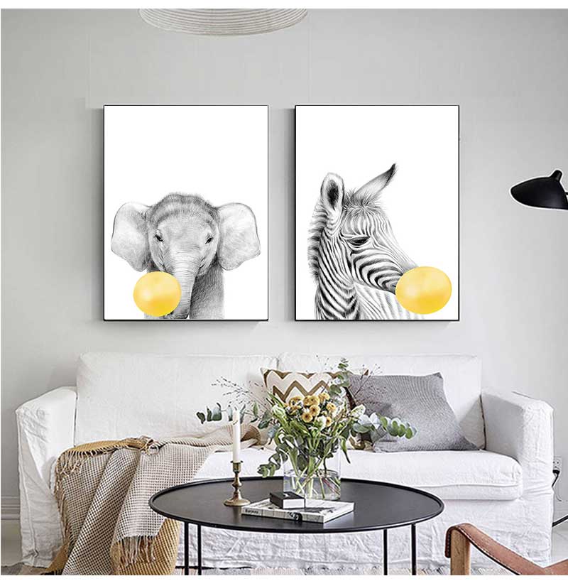 1pc frameless Canvas Painting  - огляд і ціна Baby Nursery Yellow Walls