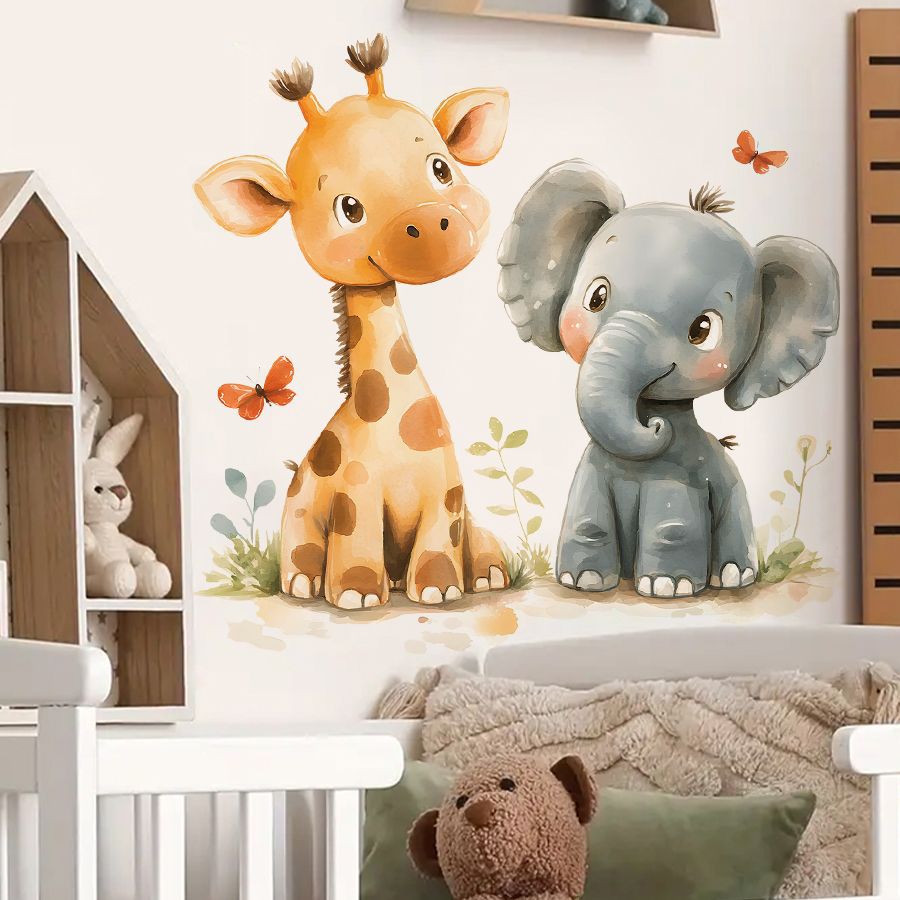 Cute Giraffe & Elephant Wall D - огляд і ціна Baby Nursery Giraffe